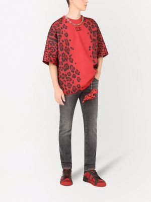 Oversize t-shirt mit print mit leopardenmuster Dolce & Gabbana