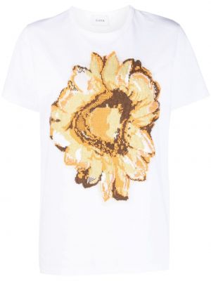 Kašmira t-krekls ar ziediem Barrie balts
