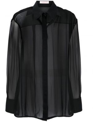 Průsvitná hedvábná košile Valentino Garavani černá