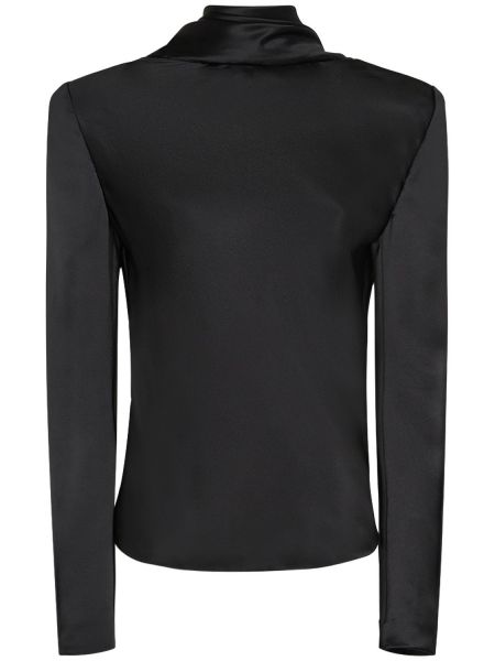 Camisa de seda con cuello alto Saint Laurent negro