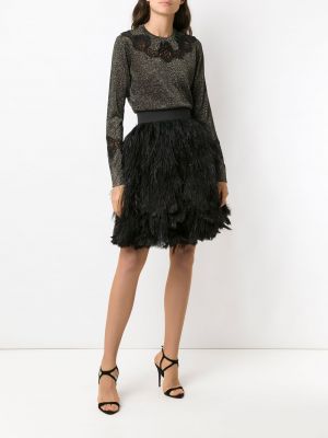 Falda con plumas con apliques de plumas Dolce & Gabbana negro