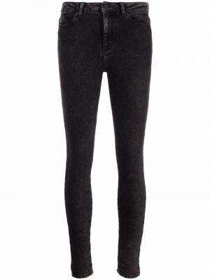 Siuvinėtos skinny fit džinsai Karl Lagerfeld juoda