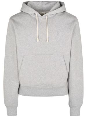 Pamučna pamučna hoodie s kapuljačom od flisa Saint Laurent siva
