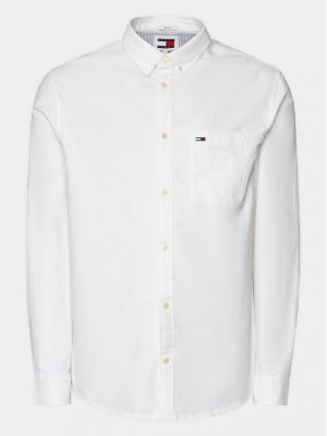 Priliehavá rifľová košeľa Tommy Jeans biela