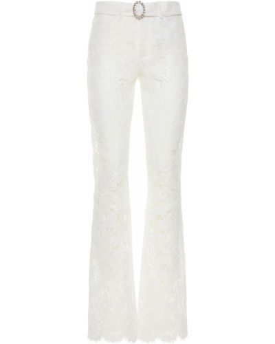 Křišťálové krajkové kalhoty s přezkou Alessandra Rich bílé