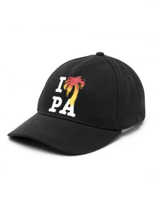 Памучна шапка с принт Palm Angels черно
