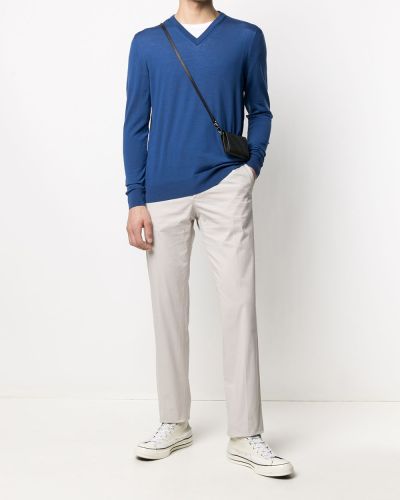 Jersey de punto con escote v de tela jersey Kiton azul