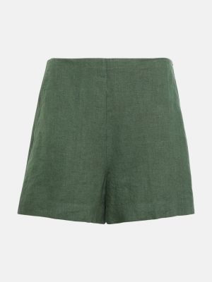 Льняные шорты с высокой талией Polo Ralph Lauren зеленые