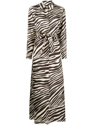 Rochie tip cămașă de mătase cu imagine cu model zebră Cynthia Rowley