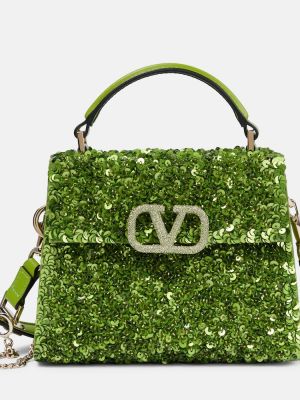 Geantă shopper din piele Valentino Garavani verde