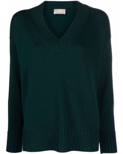 Jersey de lana merino con escote v de tela jersey Drumohr verde