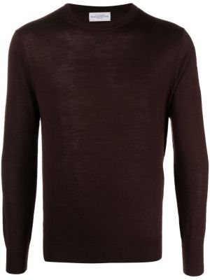 Vlněný svetr s kulatým výstřihem Ballantyne hnědý
