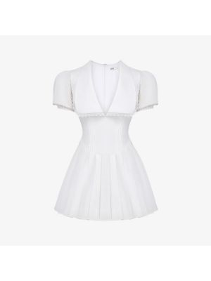 Платье мини Piera из эластичного хлопка с воротником оверсайз и объемными рукавами House Of Cb белый