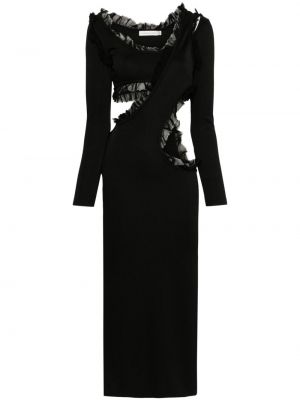 Sukienka midi z falbankami Christopher Esber czarna