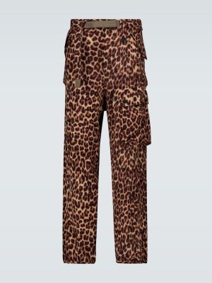 Leopardí vlněné cargo kalhoty Sacai hnědé