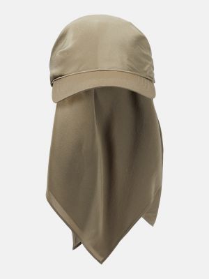 Jedwabna czapka z daszkiem bawełniana Toteme brązowa