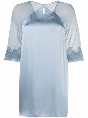 Camisa con bordado con perlas de encaje La Perla azul