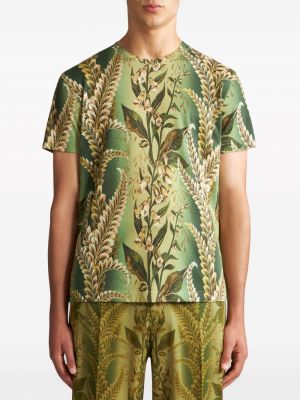 Raštuotas medvilninis marškinėliai Etro žalia
