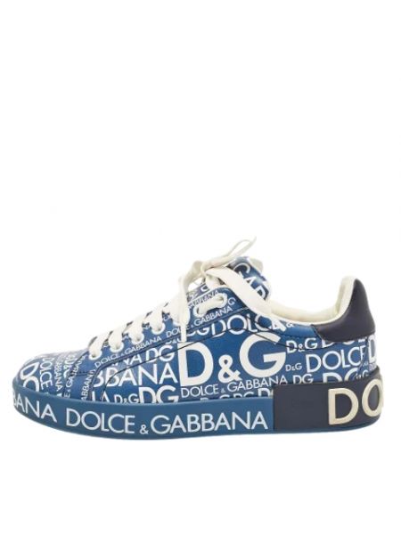 Sneakersy skórzane Dolce & Gabbana Pre-owned niebieskie