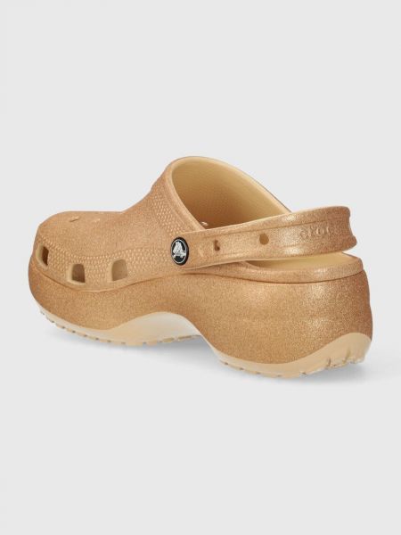 Papuci cu platformă Crocs auriu