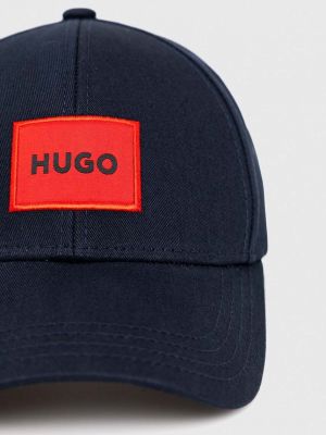 Бавовняна кепка з аплікацією Hugo синя