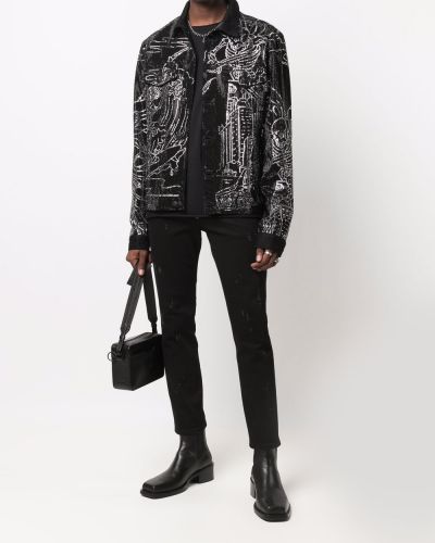 Džínová bunda s potiskem Philipp Plein černá