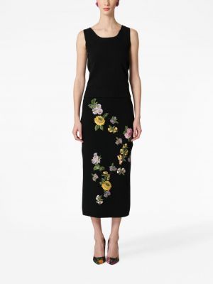 Pletené květinové midi sukně Carolina Herrera černé