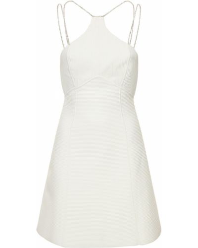 Sukienka mini z dżerseju z kryształkami Hervé Léger biała