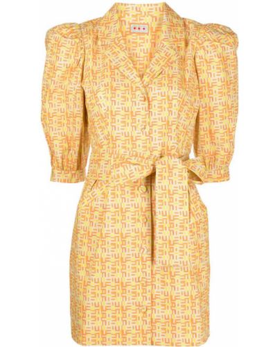 Sukienka koktajlowa z nadrukiem Lhd żółta