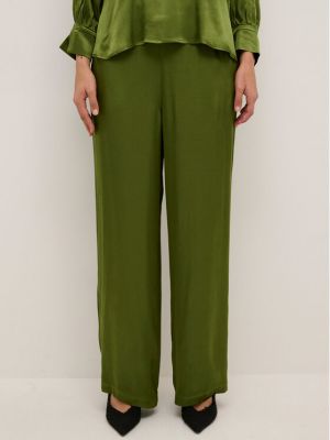 Bavlnené priliehavé klasické nohavice Karen By Simonsen zelená