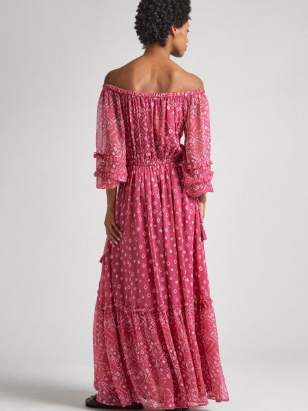 Длинное платье Pepe Jeans розовое