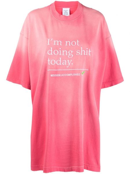Тениска с принт Vetements розово