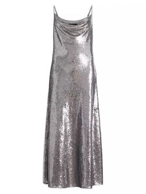 Платье миди с пайетками Allsaints серое
