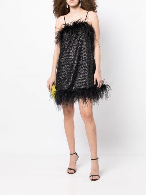 Sukienka koktajlowa z cekinami z perełkami w piórka Gilda & Pearl czarna