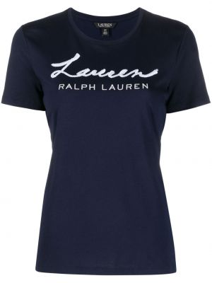 Majica z vezenjem Lauren Ralph Lauren modra