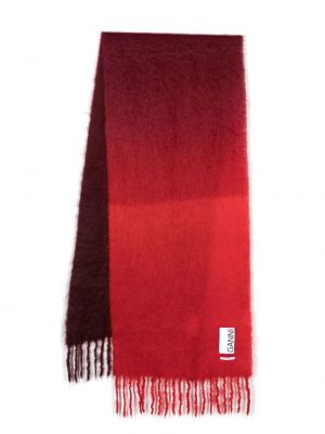 Mohérový šál s přechodem barev Ganni červený