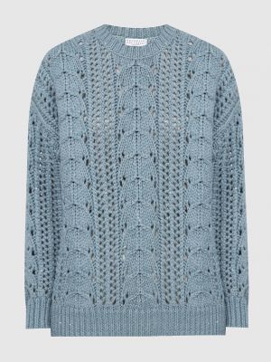 Кашеміровий светр ажурний Brunello Cucinelli, синій