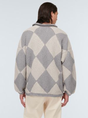 Памучен пуловер бродиран Adish сиво