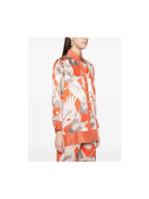 Camisa de seda con estampado Kiton naranja