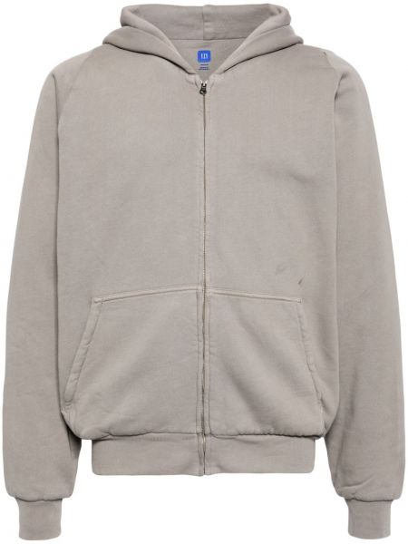 Pamučna hoodie s kapuljačom s patentnim zatvaračem Yeezy siva