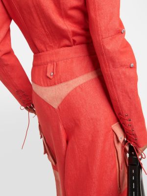 Voľné bavlnené nohavice s vysokým pásom Didu červená