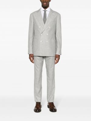 Flanelový oblek Brunello Cucinelli šedý
