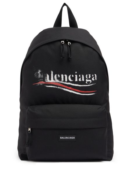 Mochila de nailon Balenciaga negro