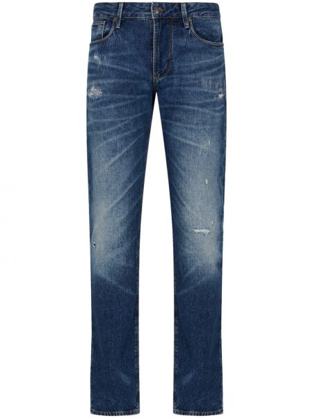 Slim fit skinny džíny s oděrkami Emporio Armani modré