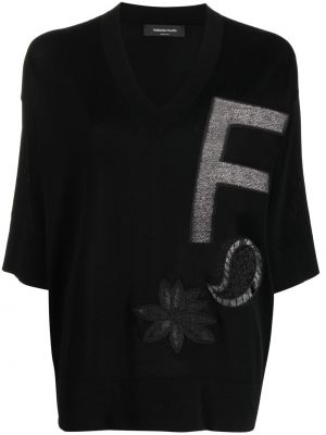 Top cu broderie tricotate din jerseu Fabiana Filippi negru