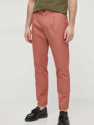 Pamučne hlače ravnih nogavica Sisley ružičasta