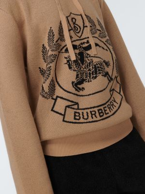 Bluza z kapturem wełniana żakardowa Burberry beżowa