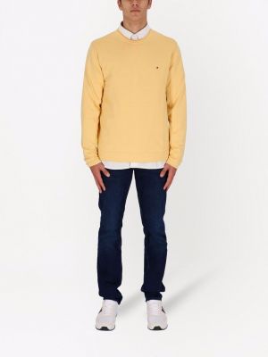 Jersey de algodón de cuello redondo Tommy Hilfiger amarillo
