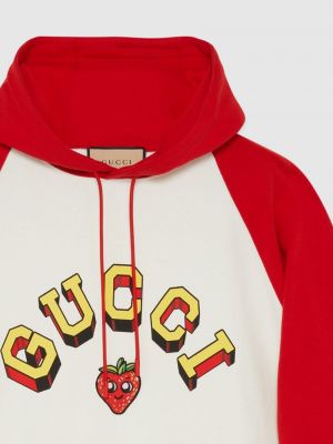 Raštuotas medvilninis džemperis su gobtuvu Gucci