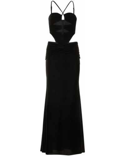 Sametové dlouhé šaty na zip Patbo - černá